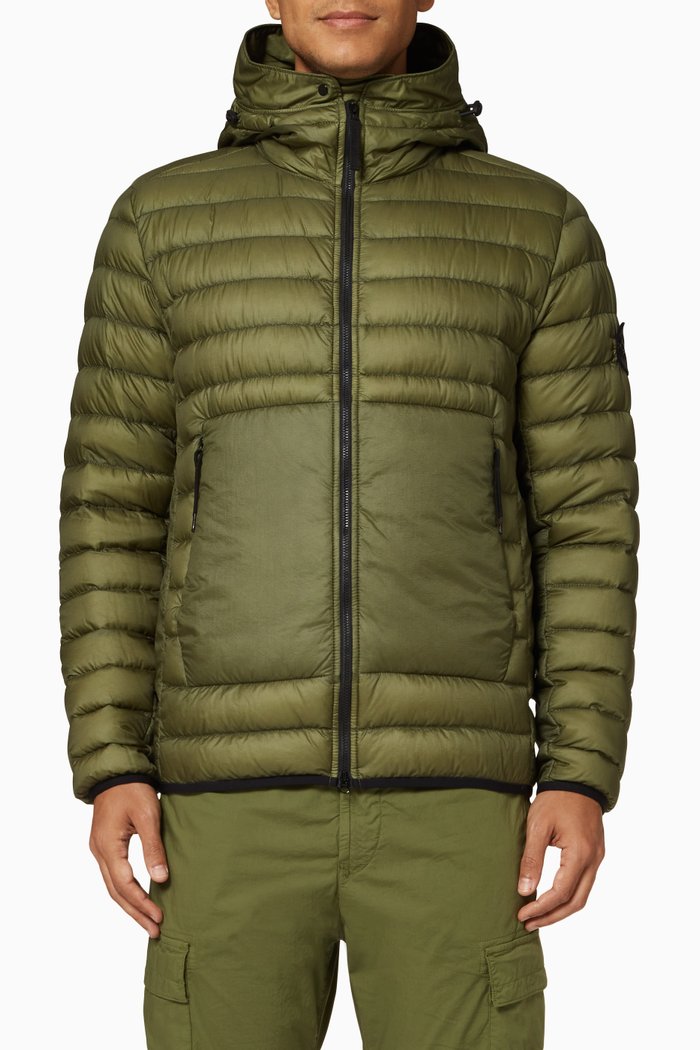 

Compass Logo Jacket in Padded Nylon, Green