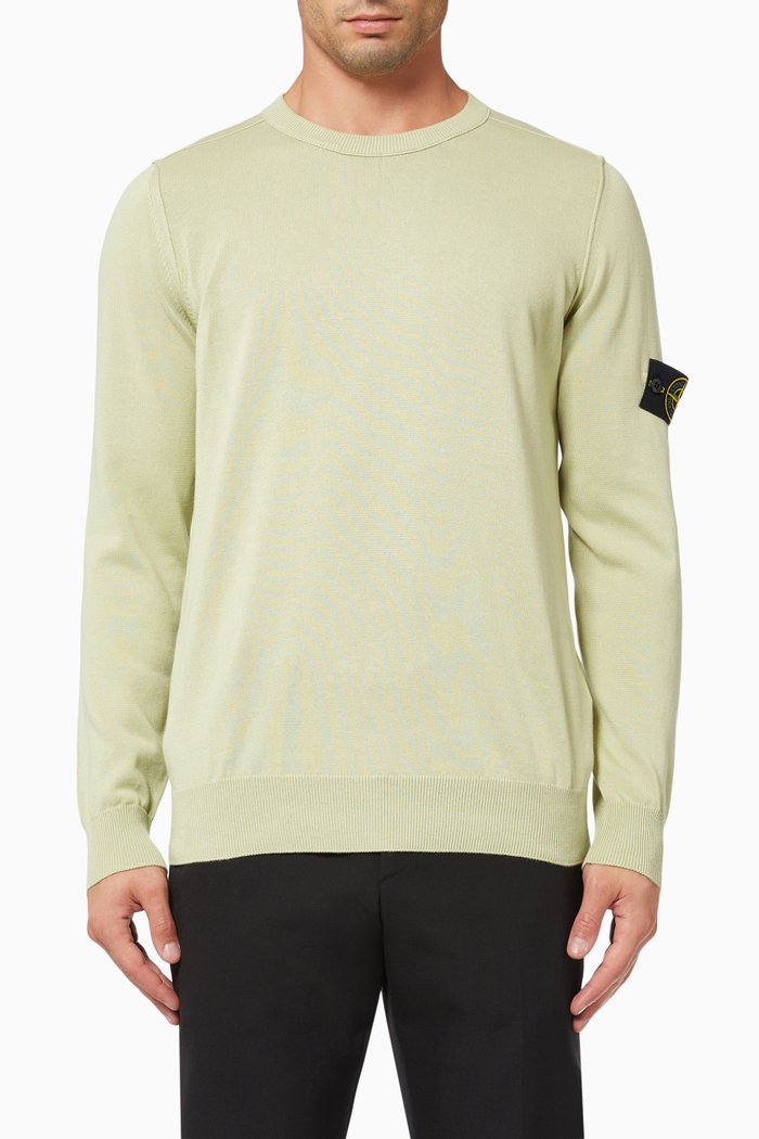

Logo Patch Crewneck Pullover in Cotton, Green