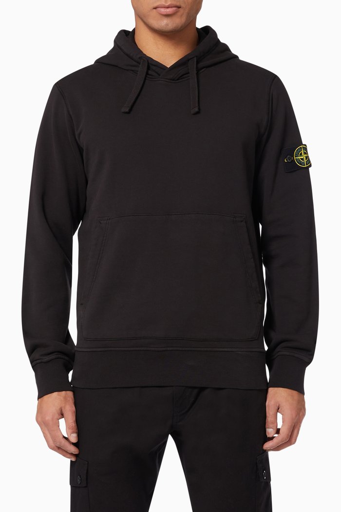 Hooded Sweatshirt in Cotton, Black