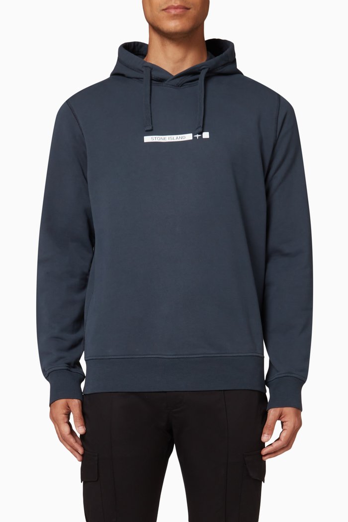 

Logo Print Hoodie in Fleece, Blue