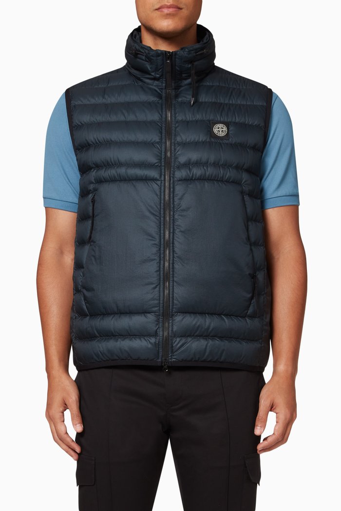 

Compass Logo Gilet in Padded Nylon, Blue