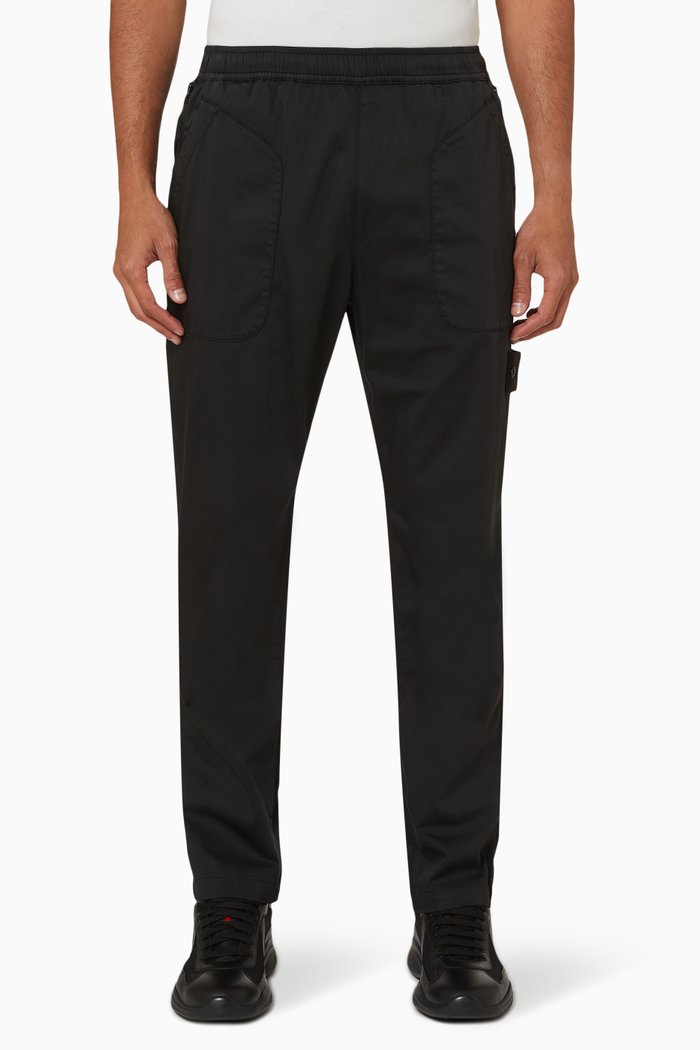 

Straight Leg Pants in Cotton, Black