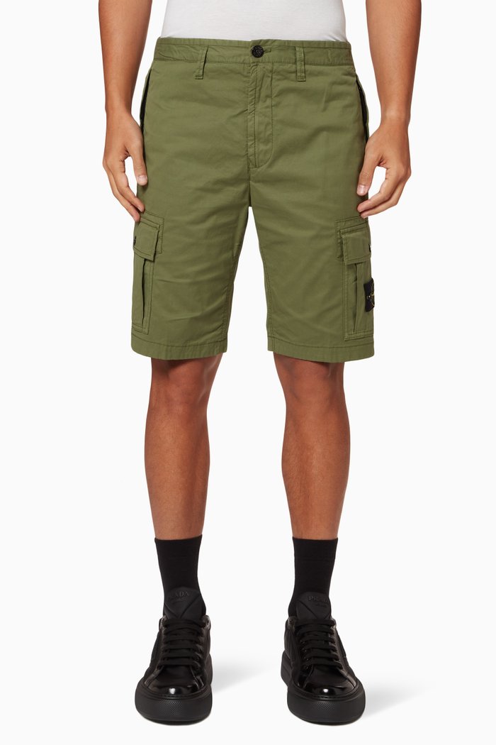 

Cargo Bermudas in Cotton, Green