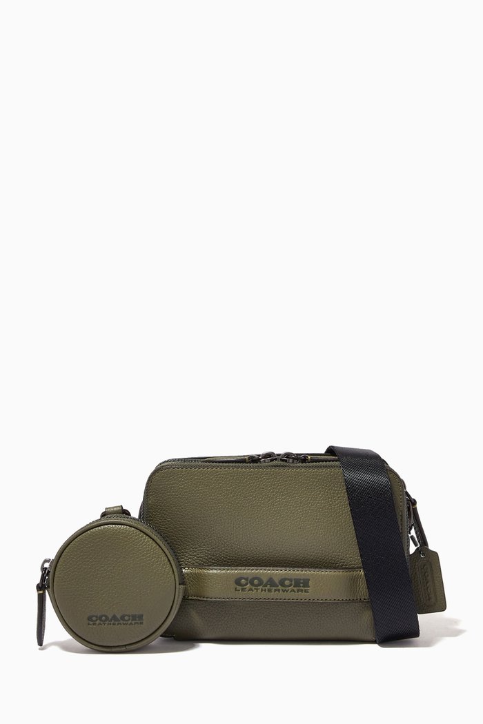

Charter Crossbody with Hybrid Pouch in Polished Pebble Leather, Green