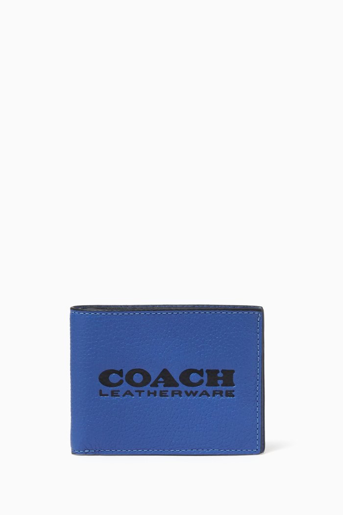 

Slim Billfold Wallet in Calf Leather, Blue