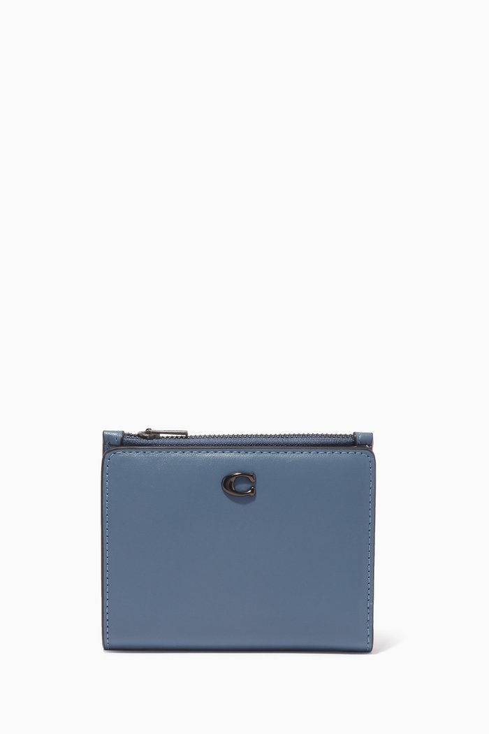 Bi-fold Wallet in Leather, Blue