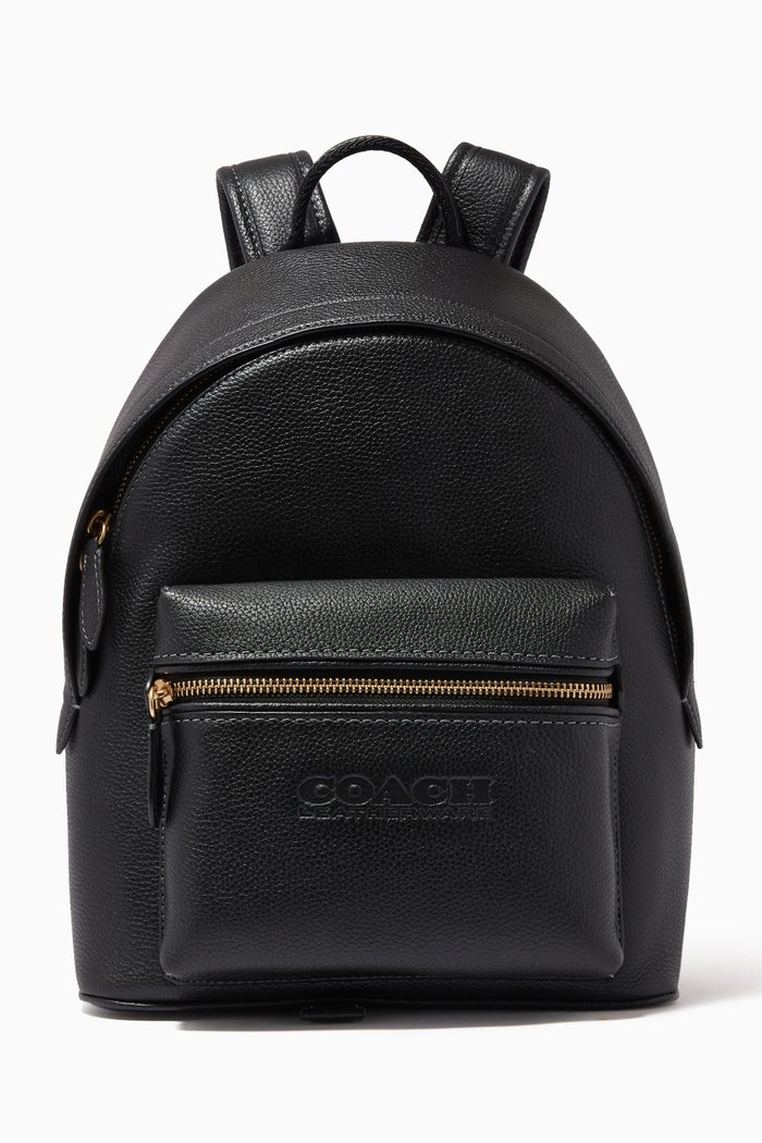 

Charter Backpack in Grained Leather, Black