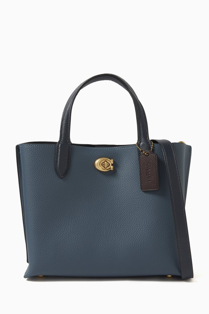 

Willow 24 Tote Bag in Colour-block Leather, Blue