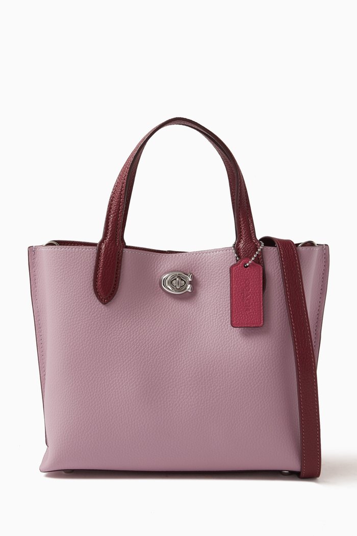

Willow 24 Tote Bag in Colour-block Leather, Purple