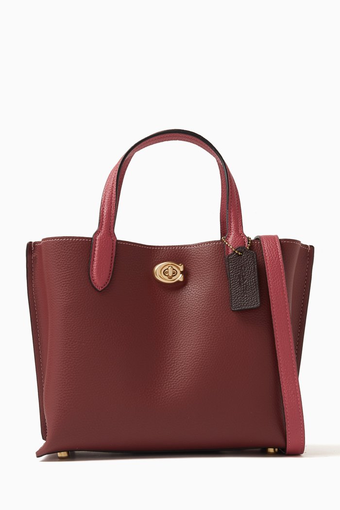 

Willow 24 Tote Bag in Colour-block Leather, Red