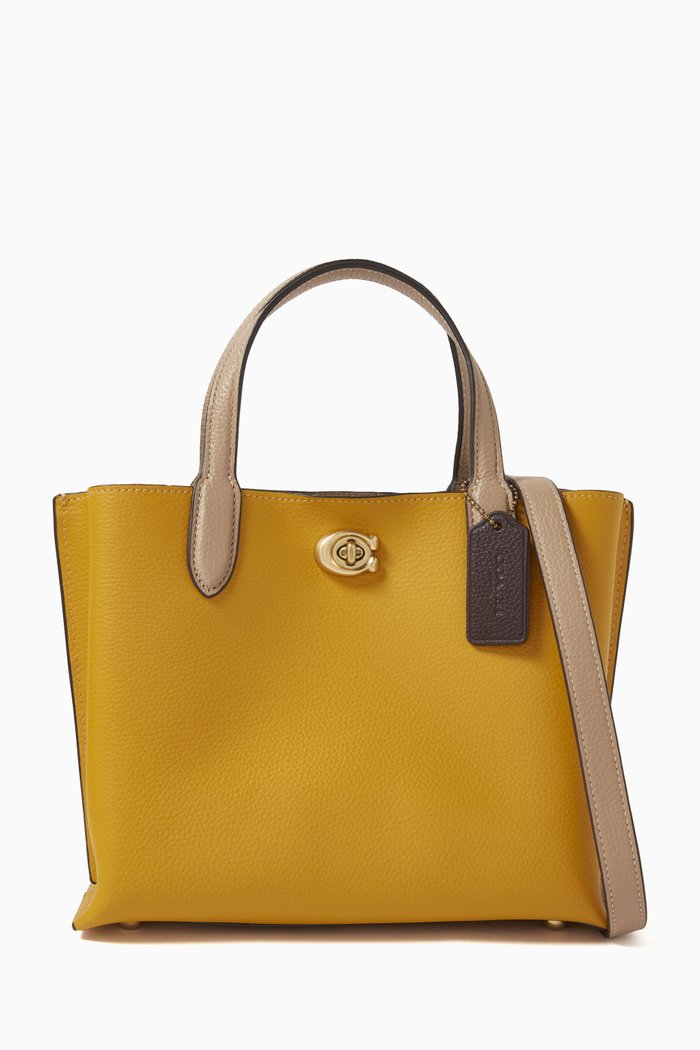 

Willow 24 Tote Bag in Colour-block Leather, Yellow