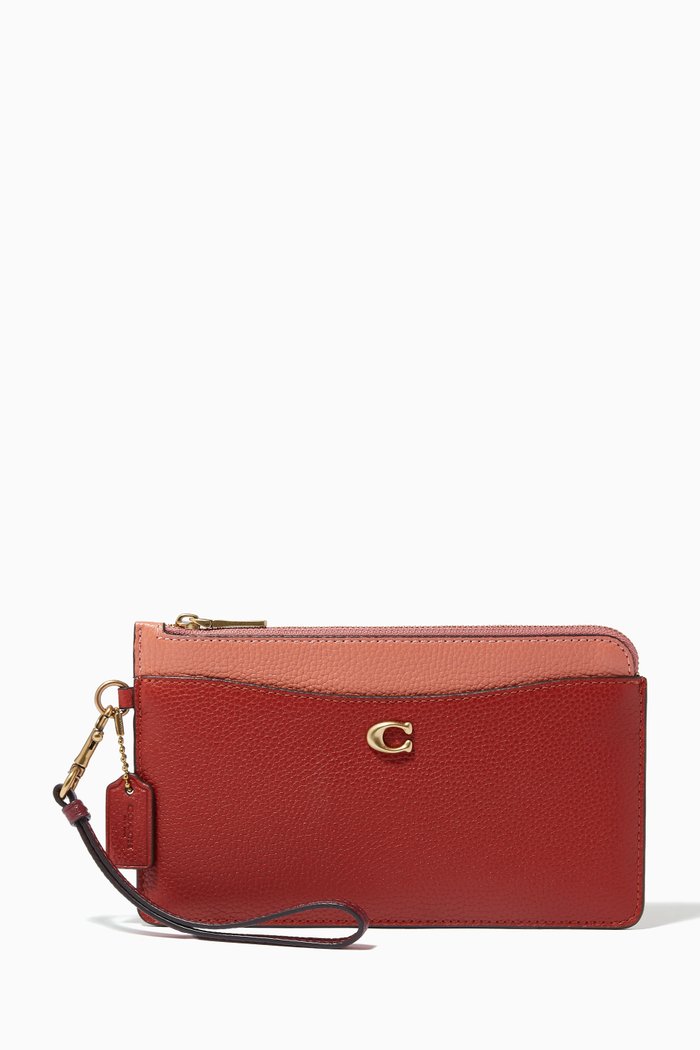 

L-zip Wristlet in Colourblock Pebble Leather, Multicolour