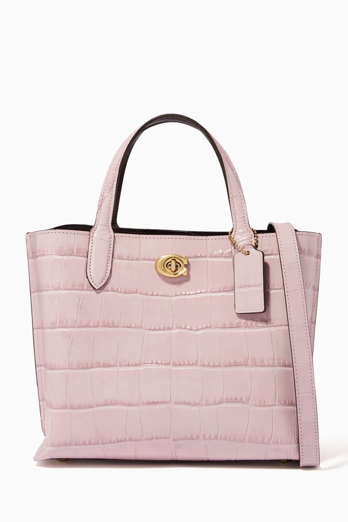 

Willow 24 Tote Bag in Croc-embossed Leather, Blue