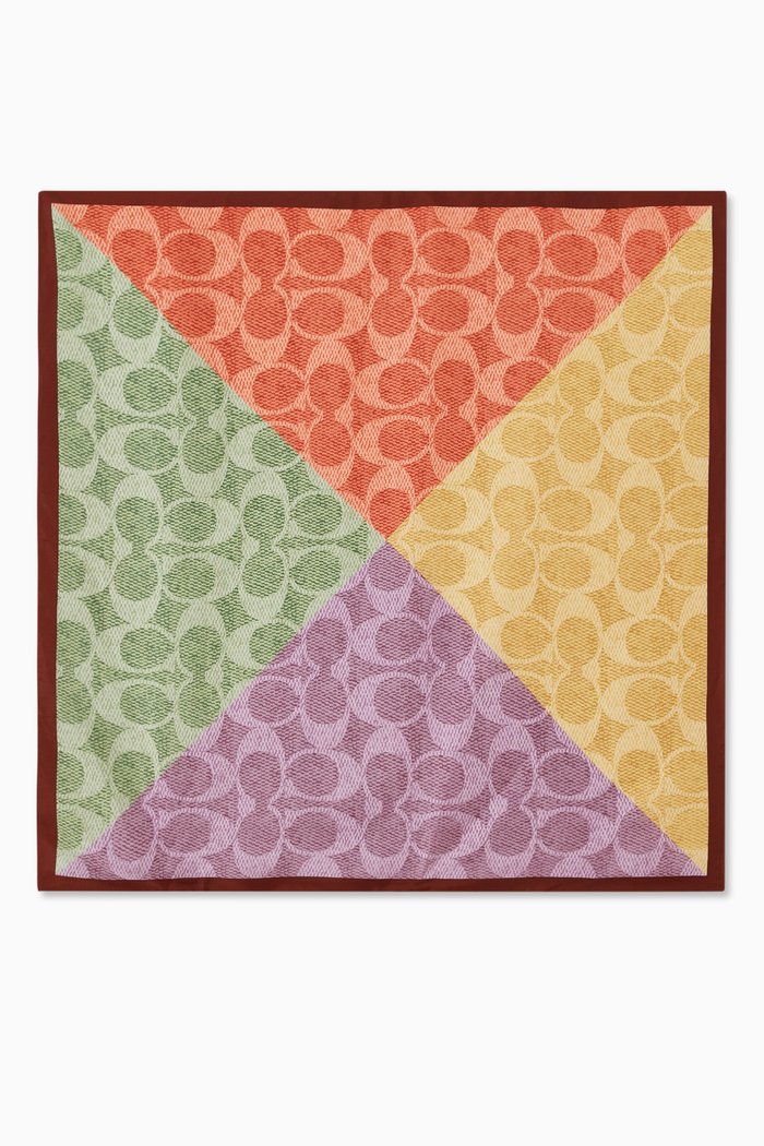 

Signature Patchwork Print Square Scarf in Silk, Multicolour