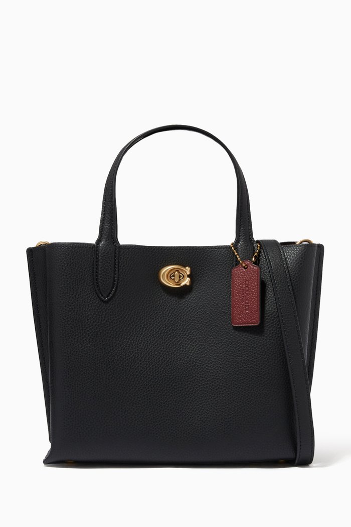 

Willow 24 Tote Bag in Leather, Black