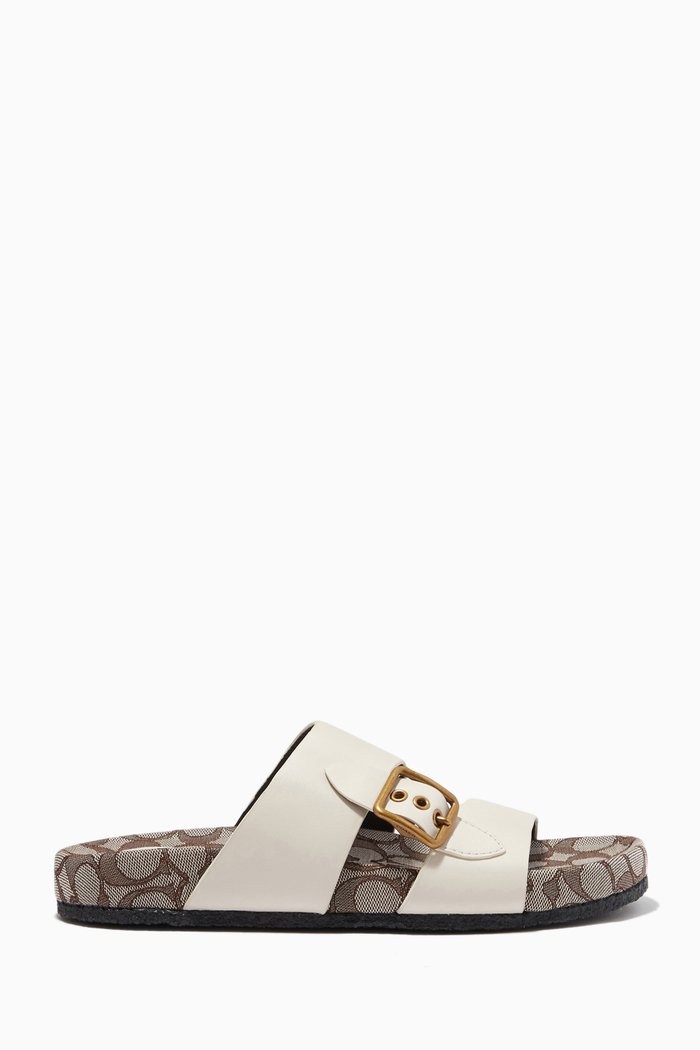 

Addison Flat Sandals in Leather, White