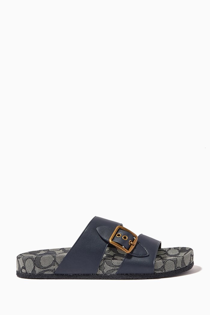 

Addison Flat Sandals in Leather, Blue