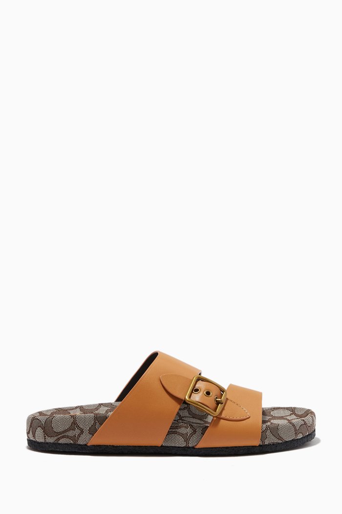 

Addison Flat Sandals in Leather, Neutral