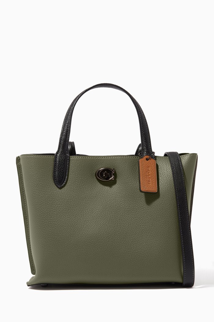 

Willow 24 Tote Bag in Colour-block Leather, Green