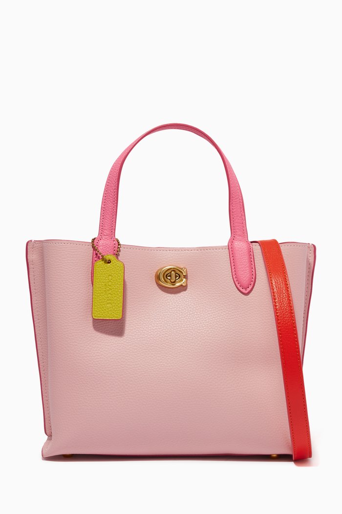 

Willow 24 Tote Bag in Colour-block Leather, Pink