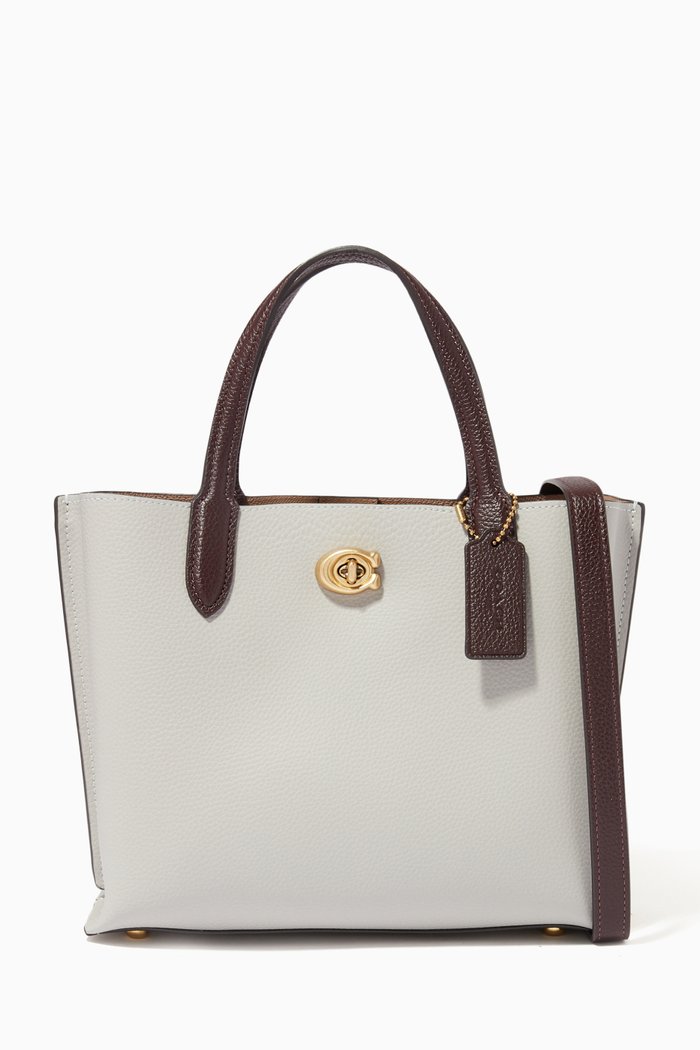 

Willow 24 Tote Bag in Colour-block Leather, Grey