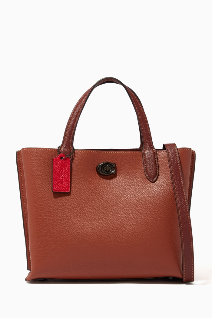 

Willow 24 Tote Bag in Colour-block Leather, Brown