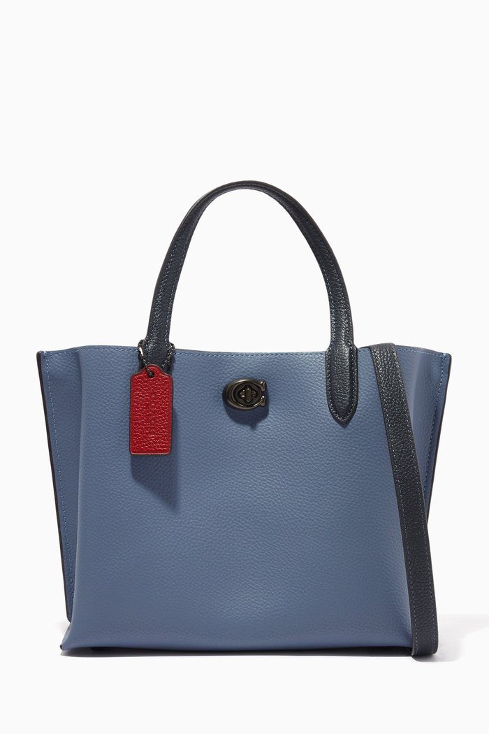 

Willow 24 Tote Bag in Colour-block Leather, Blue