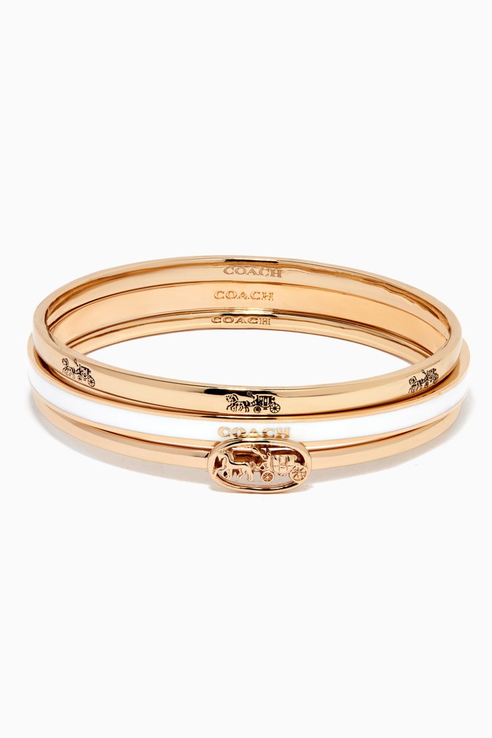 Horse & Carriage Bangles, Set of 3, White