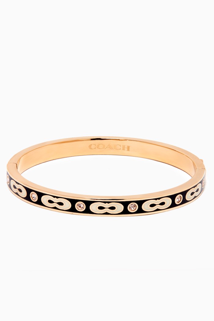 

Signature Stone Hinged Bangle, Black