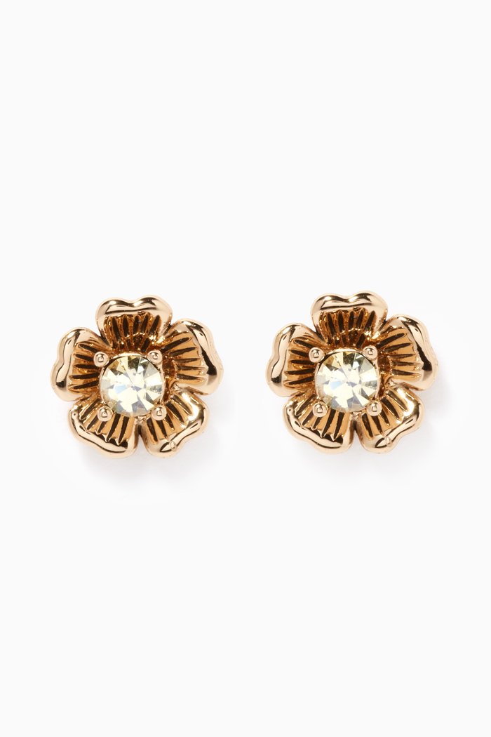 Mini Tea Rose 2-in-1 Stud Earrings, Yellow