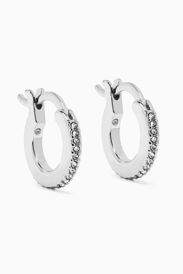

Pavé Huggie Earrings, Silver