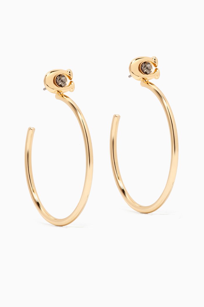 

C Single Crystal Hoops, Gold
