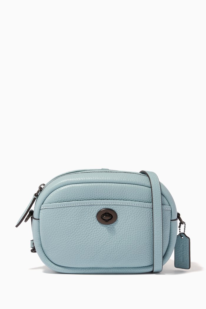 

Camera Bag in Pebble Leather, Blue