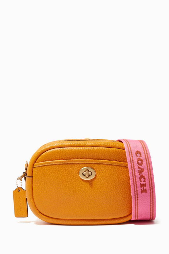 

Camera Bag in Pebble Leather, Orange