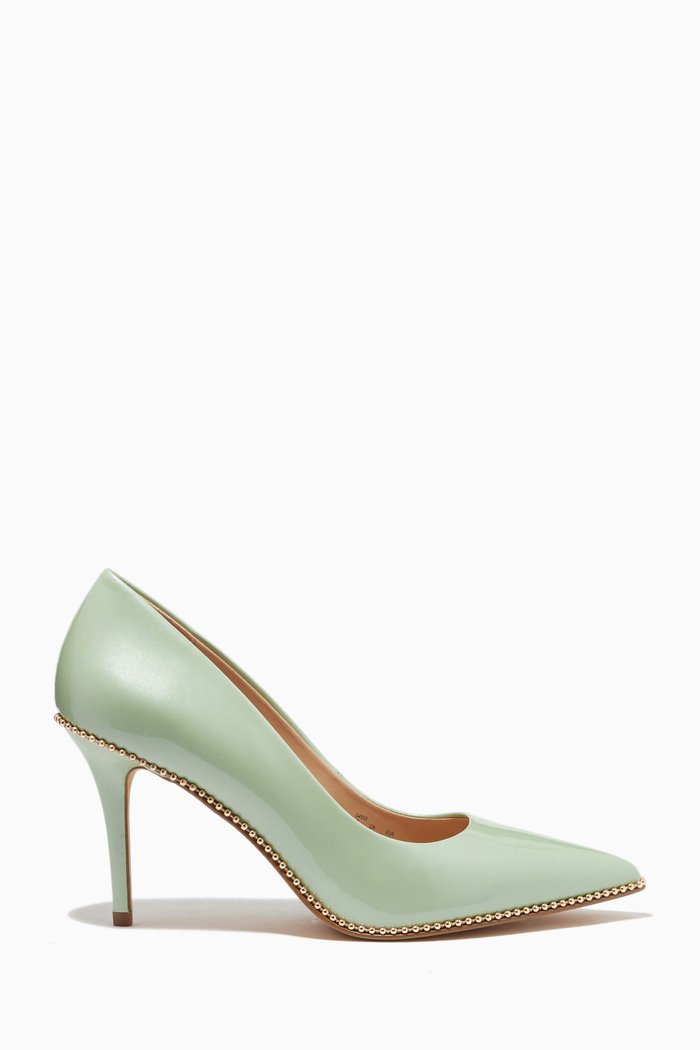 

Waverly Beadchain Pumps in Leather, Green