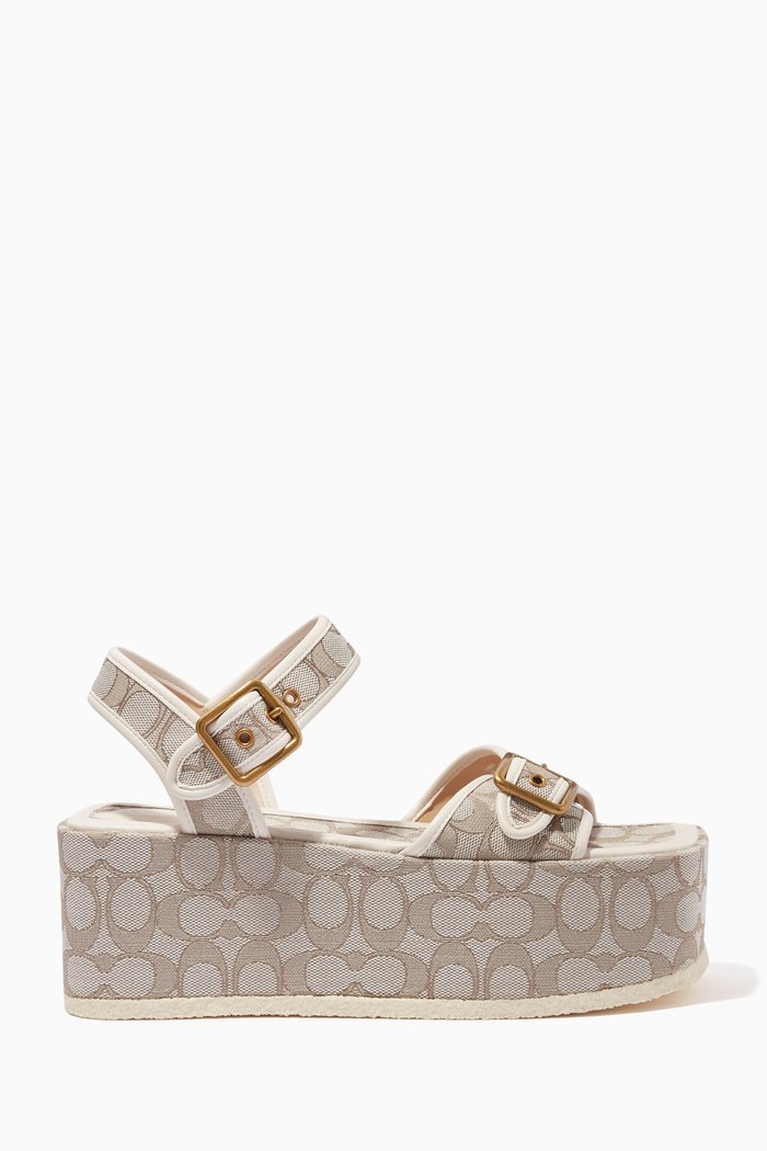 

Naomi Platform Wedges in Signature Jacquard, Grey