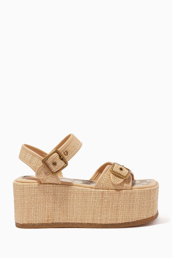 

Naomi Platform Wedges in Raffia, Neutral