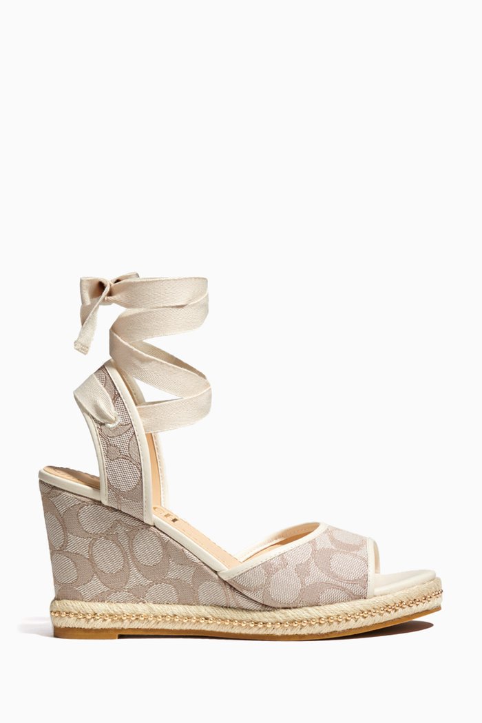 

Page Wedge Sandals in Signature Jacquard, Grey