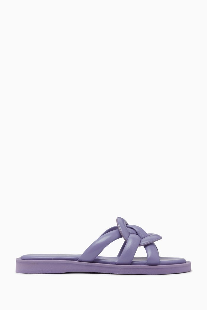 

Georgie Flat Sandals in Leather, Purple