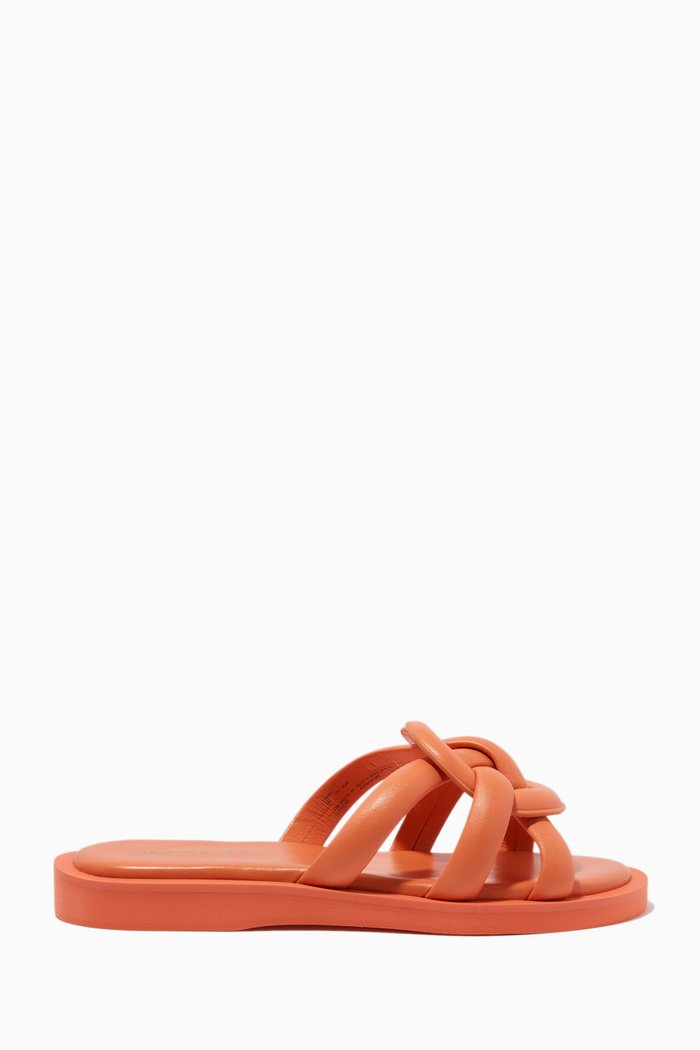 

Georgie Flat Sandals in Leather, Orange