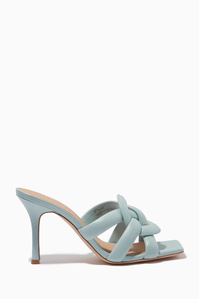 Kellie Mule Heels in Leather, Blue