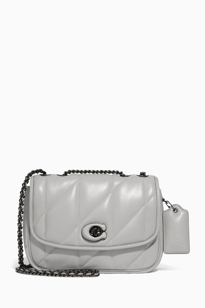 

Madison Shoulder Bag in Quilted Leather, Grey