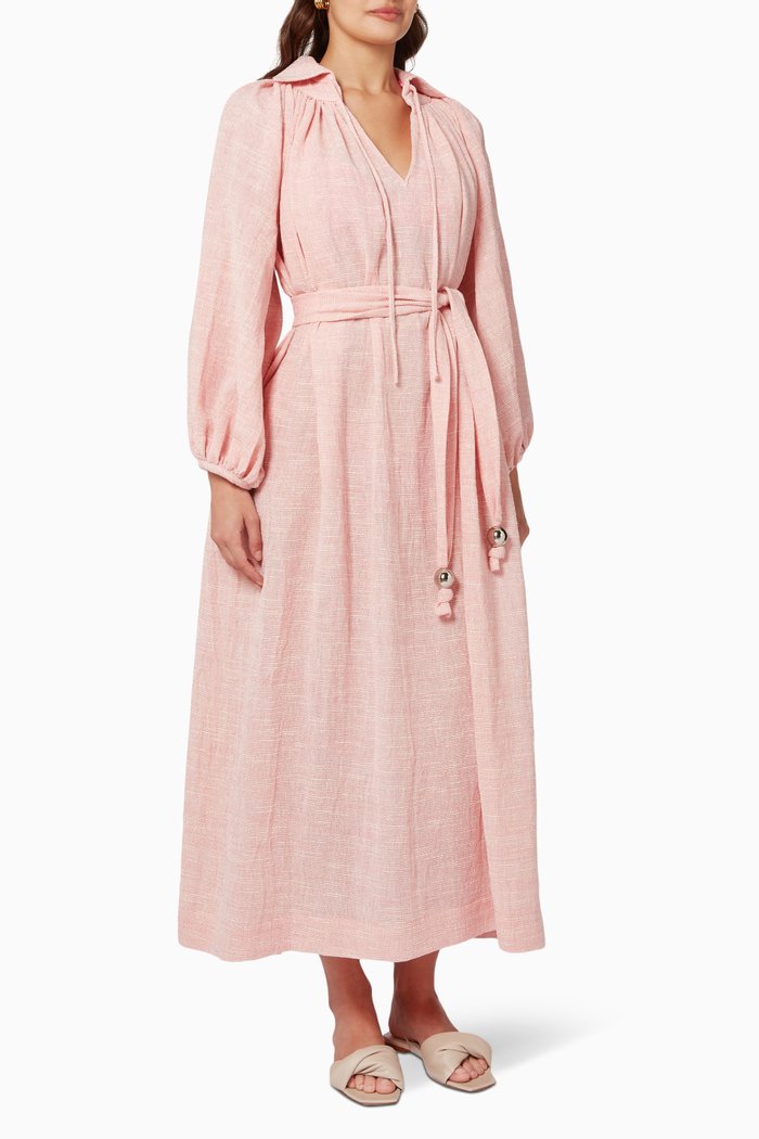 

Poet Maxi Dress in Linen-blend Gauze, Pink