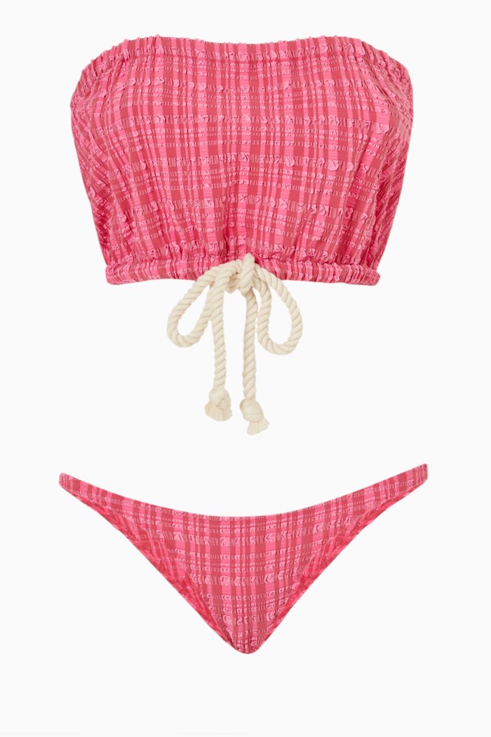 

Victor Bikini Set in Stretch Seersucker Nylon, Pink