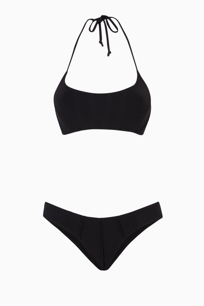 Corset Bikini Set in Stretch Nylon, Black