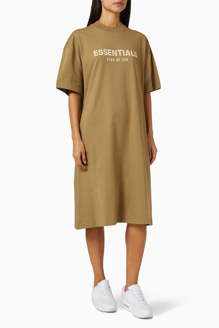 

T-shirt Dress in Cotton Jersey, Brown