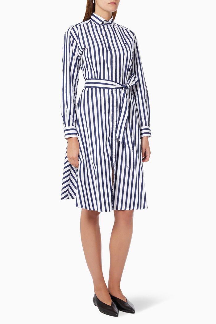 

Striped Shirtdress in Cotton, Blue