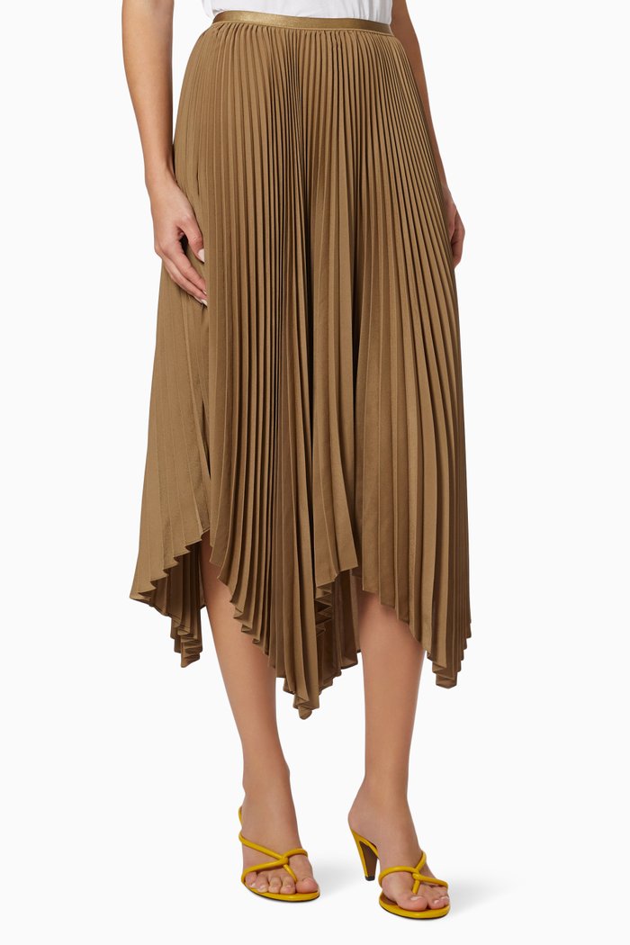 

Pleated Handkerchief Skirt in Georgette, Brown