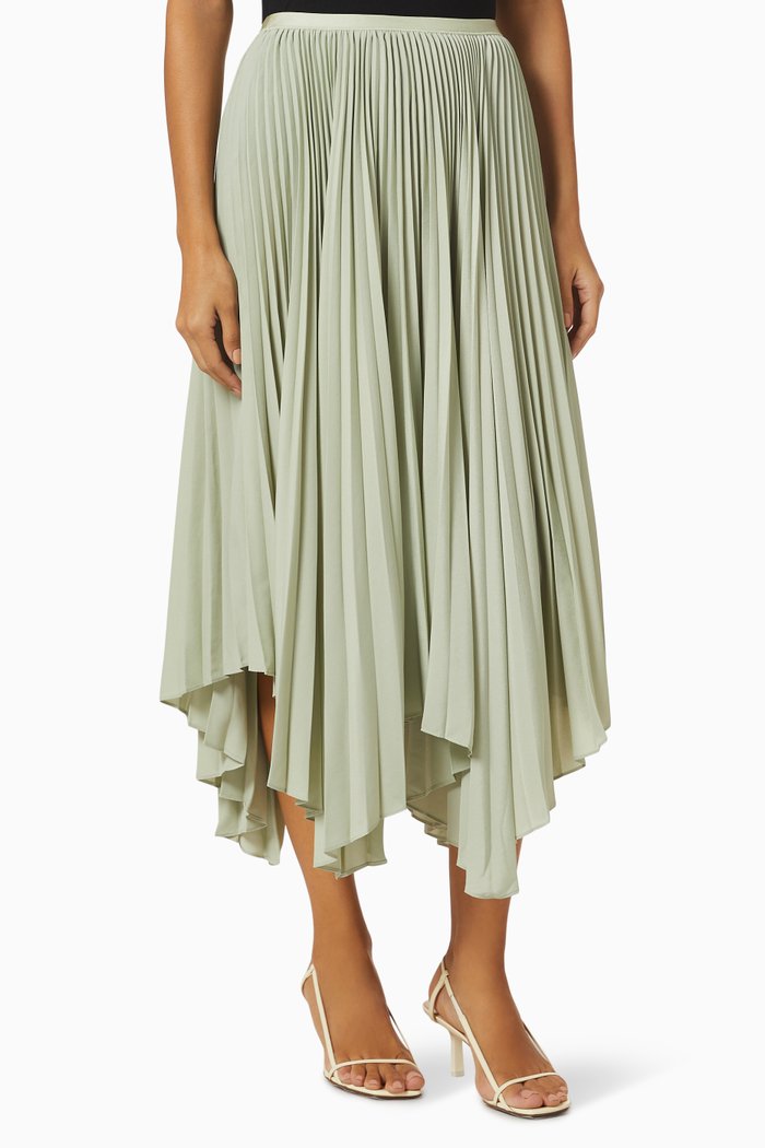 

Pleated Handkerchief Skirt in Georgette, Green
