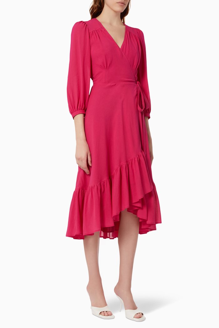 

Wrap-around Dress in Cotton Gauze, Pink